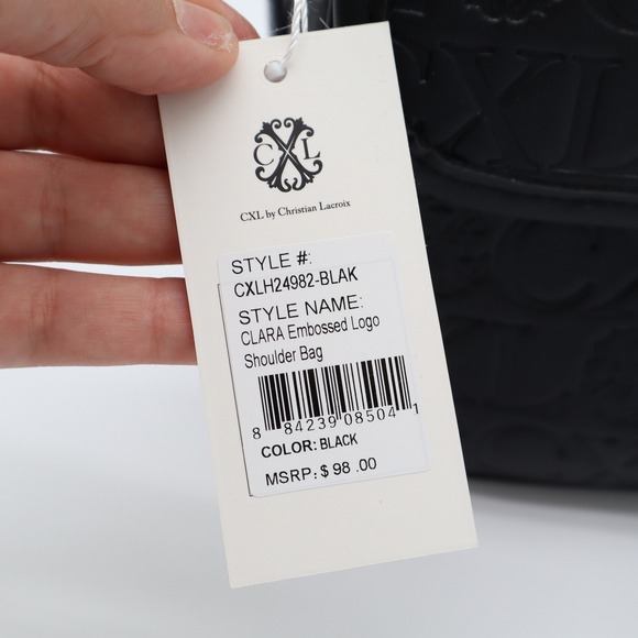CXL by Christian Lacroix Clara Black Embossed Logo Shoulder Bag